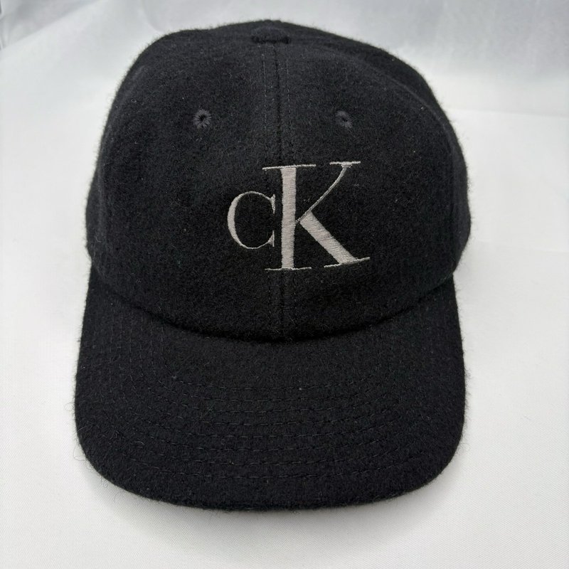 Vintage 90s Calvin Klein Jeans CK Black Wool Blend Strapback Hat Made In USA