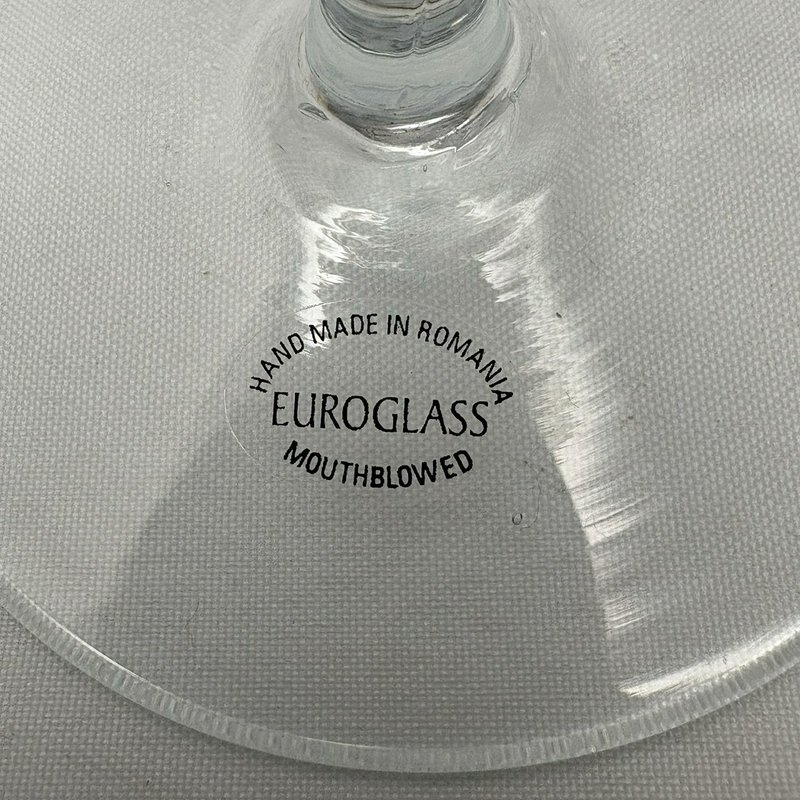 Euroglass Romania Hand Painted Martini Glasses Set 2 Mosaic Art Glass 7.5”