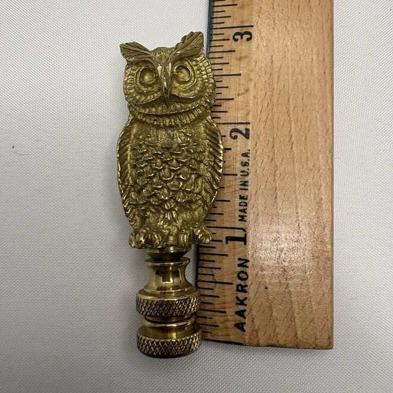 Brass Color Owl Lamp Finial Decorative Lamp Topper 3” Tall