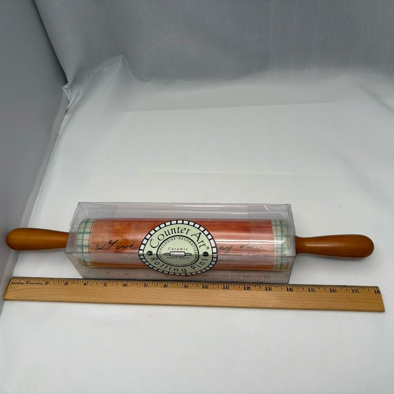 CounterArt Ceramic Rolling Pin Psalm 34:8 Scripture Wood Handles