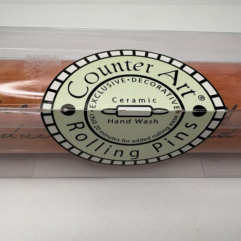 CounterArt Ceramic Rolling Pin Psalm 34:8 Scripture Wood Handles