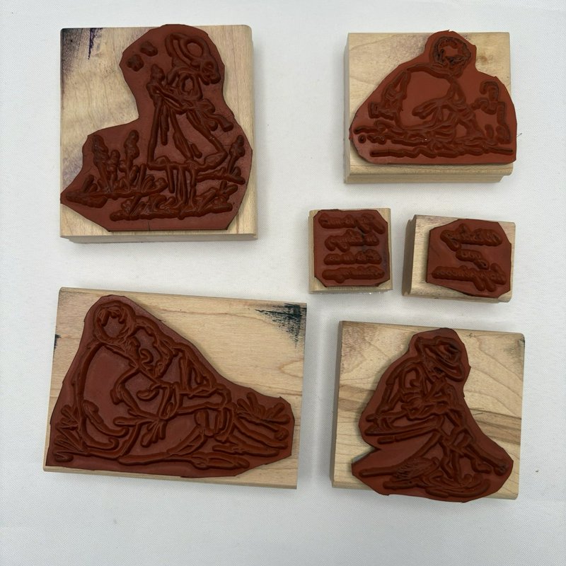 Stampin Up Summer by the Sea 2004 Wood Rubber Stamp Set 6 Retired w/ Case