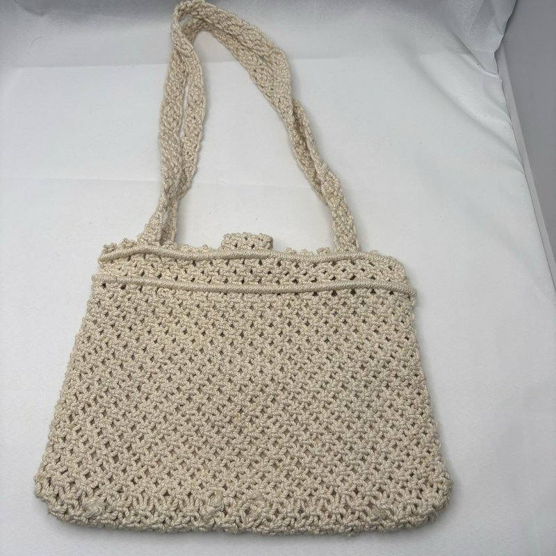 Handmade Crochet Floral Shoulder Tote Purse Lined Boho Philippines Cotton Bag
