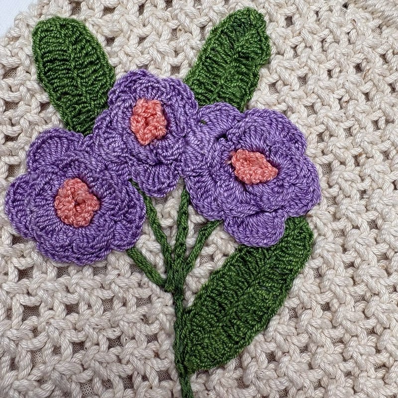 Handmade Crochet Floral Shoulder Tote Purse Lined Boho Philippines Cotton Bag