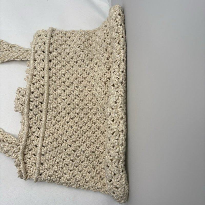 Handmade Crochet Floral Shoulder Tote Purse Lined Boho Philippines Cotton Bag