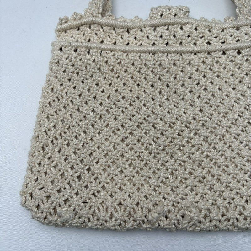 Handmade Crochet Floral Shoulder Tote Purse Lined Boho Philippines Cotton Bag