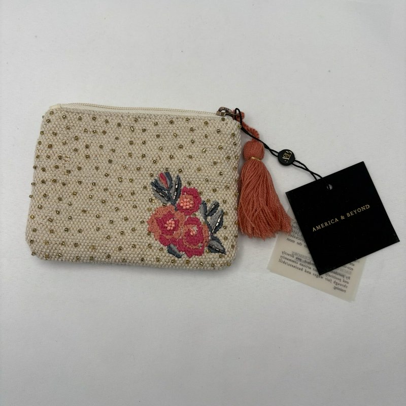 America & Beyond Paris Eiffel Tower Beaded Coin Purse Zip Pouch NWT Tassel
