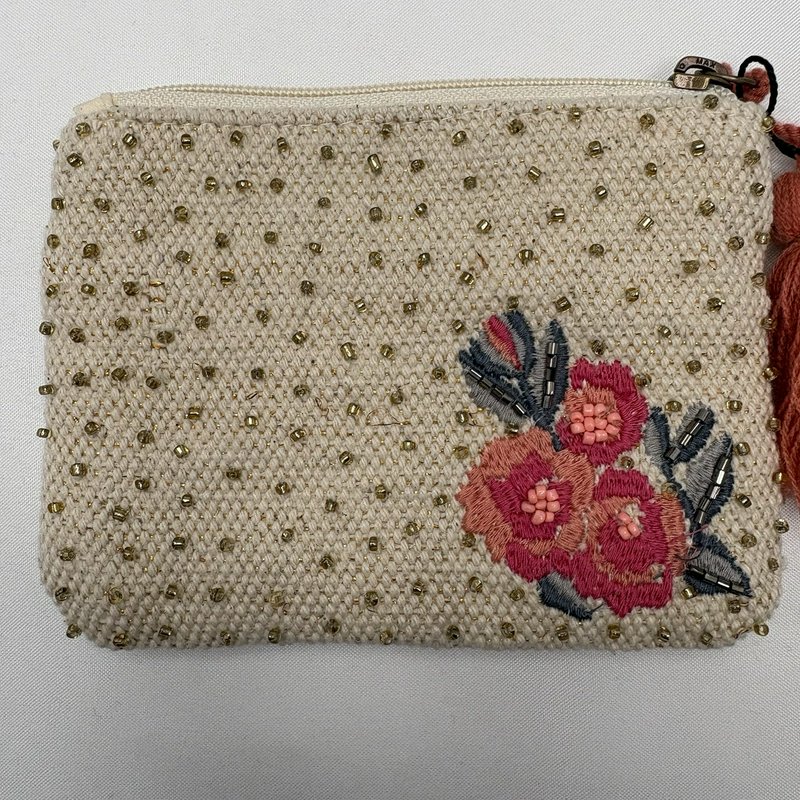 America & Beyond Paris Eiffel Tower Beaded Coin Purse Zip Pouch NWT Tassel