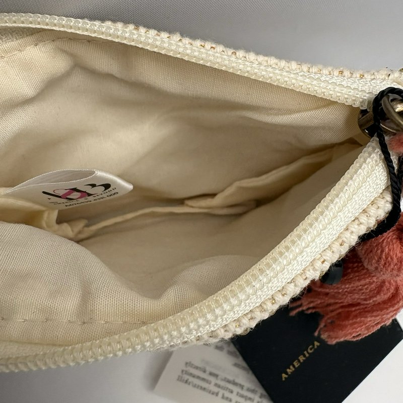 America & Beyond Paris Eiffel Tower Beaded Coin Purse Zip Pouch NWT Tassel