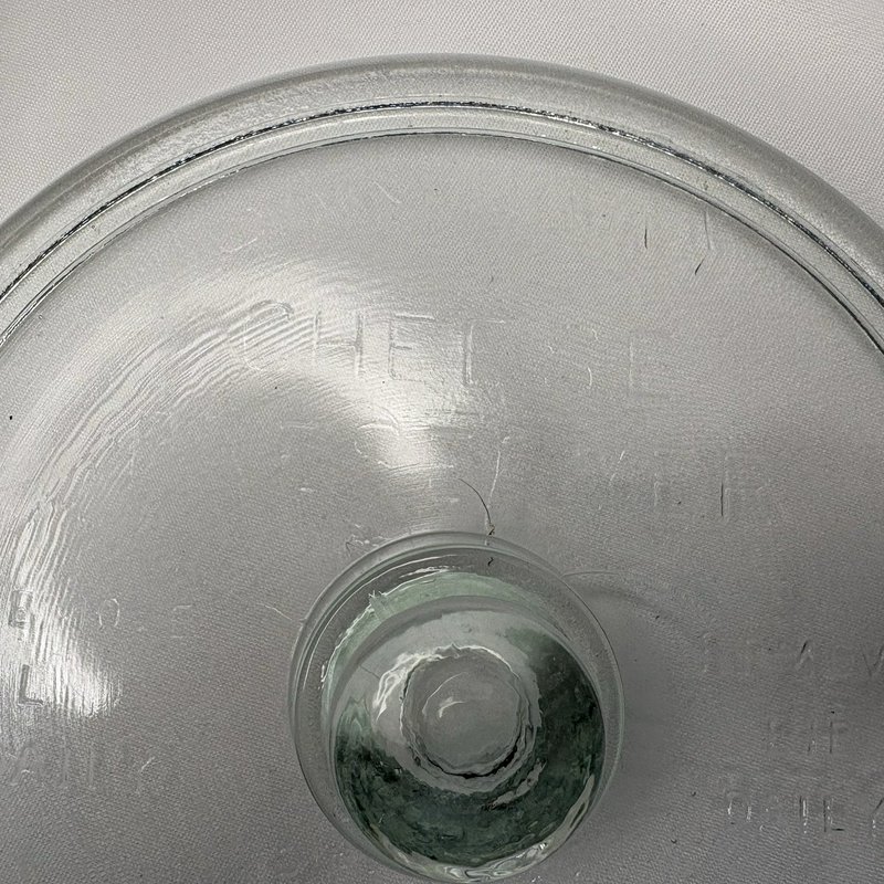 Vintage Glass Sanitary Cheese Preserver Covered Cheese Keeper 7.25” Embossed Lid