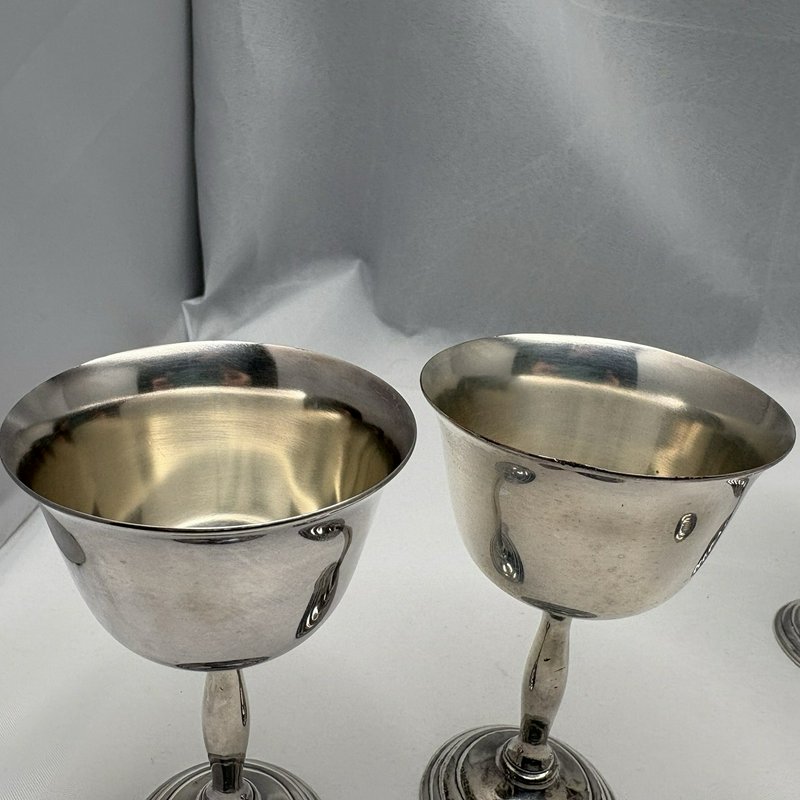 Set of 8 Vintage Benedict BM Co Silverplate Goblets Wine Cups 5” Stemmed