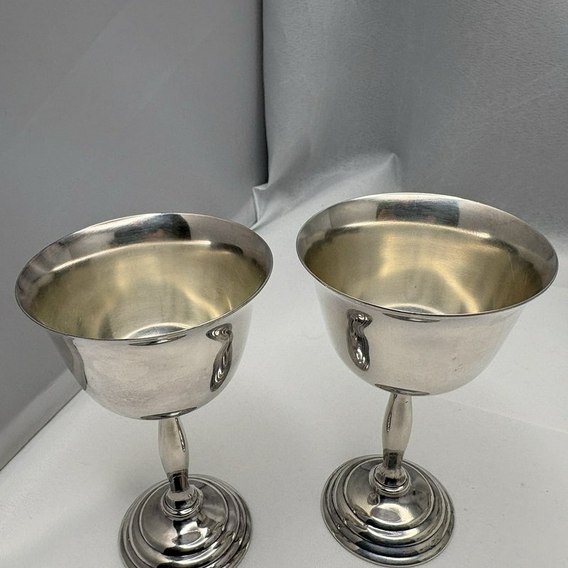 Set of 8 Vintage Benedict BM Co Silverplate Goblets Wine Cups 5” Stemmed