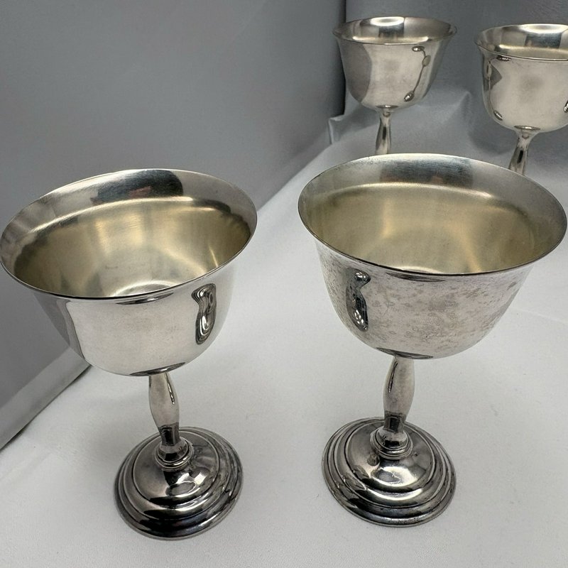 Set of 8 Vintage Benedict BM Co Silverplate Goblets Wine Cups 5” Stemmed