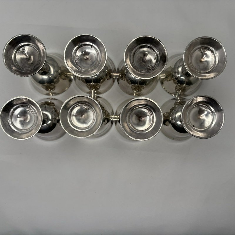 Set of 8 Vintage Benedict BM Co Silverplate Goblets Wine Cups 5” Stemmed