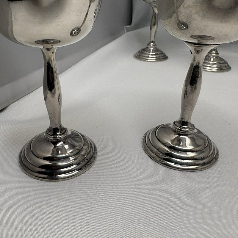 Set of 8 Vintage Benedict BM Co Silverplate Goblets Wine Cups 5” Stemmed