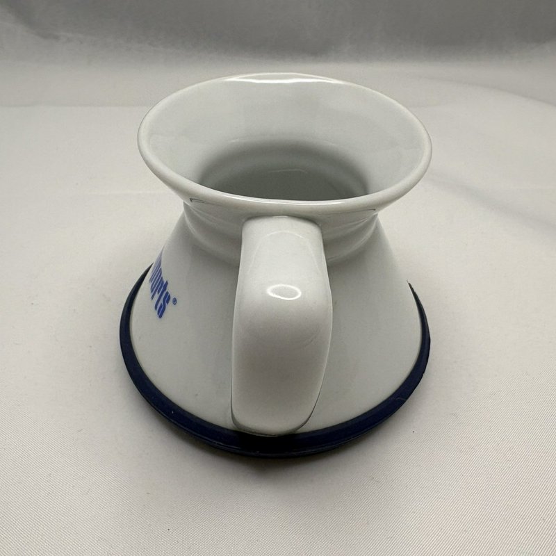 Pier 1 Imports White Ceramic Coffee Mug Blue Logo Large Cup Advertising Promo