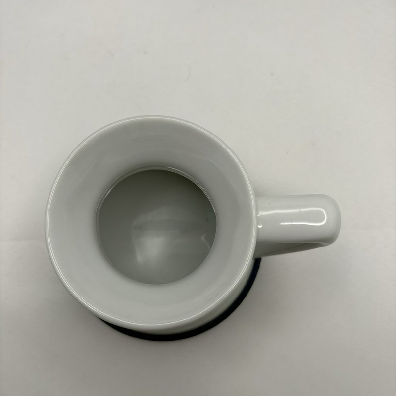 Pier 1 Imports White Ceramic Coffee Mug Blue Logo Large Cup Advertising Promo
