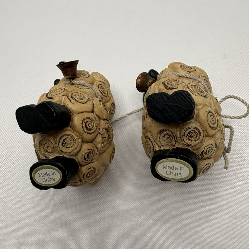 Suzi Skoglund Sheep Figurines Pair Resin Farmhouse Country Lamb Decor Bell