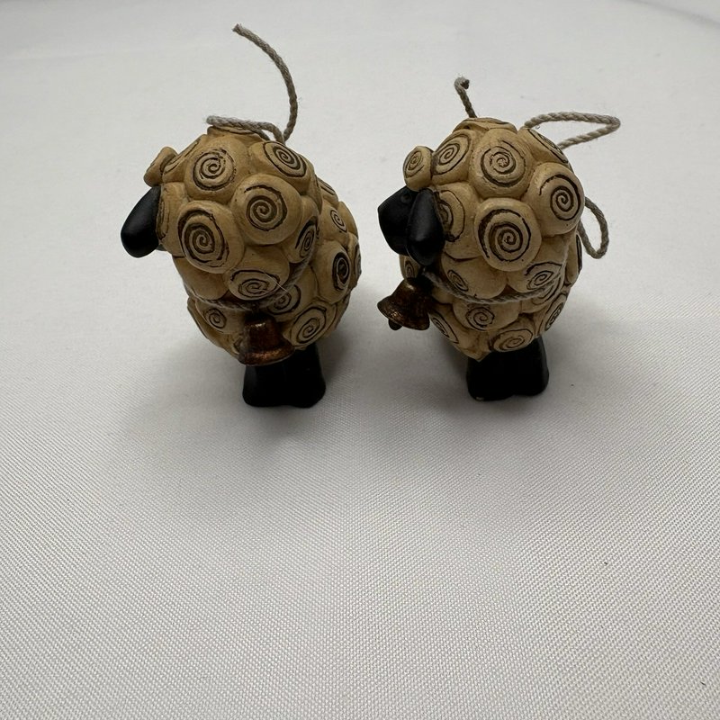 Suzi Skoglund Sheep Figurines Pair Resin Farmhouse Country Lamb Decor Bell