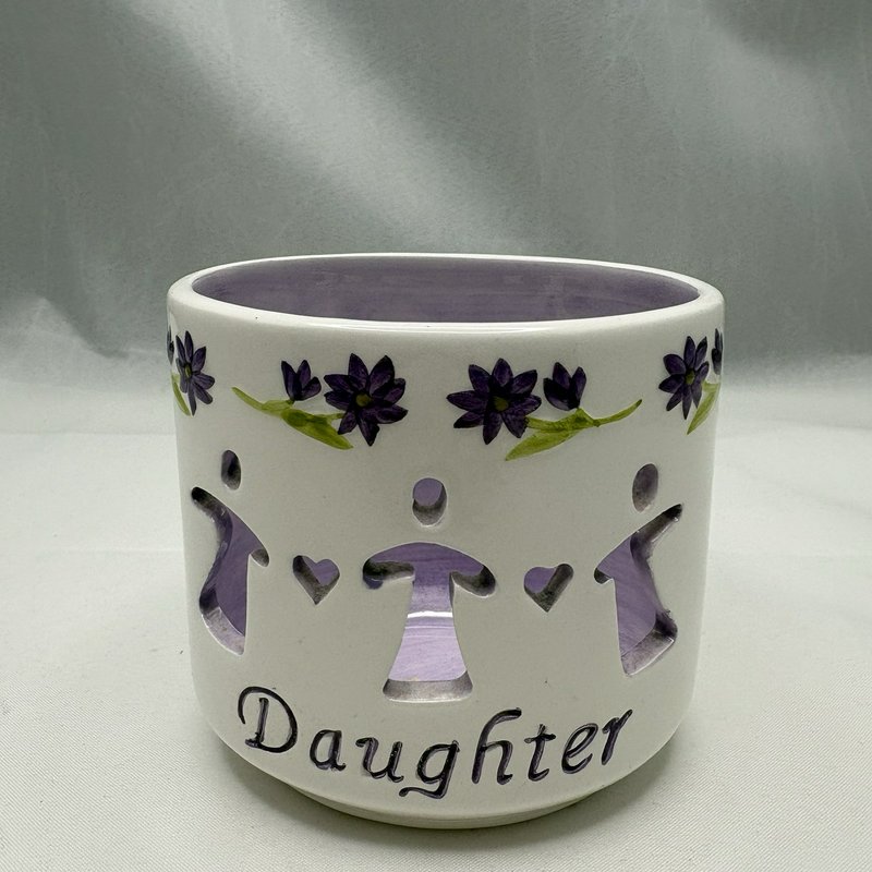 Waxessories Daughter Friendship Light Votive Candle Holder Purple Floral