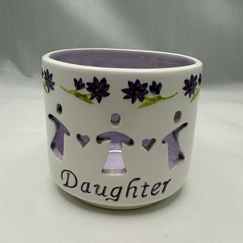 Waxessories Daughter Friendship Light Votive Candle Holder Purple Floral