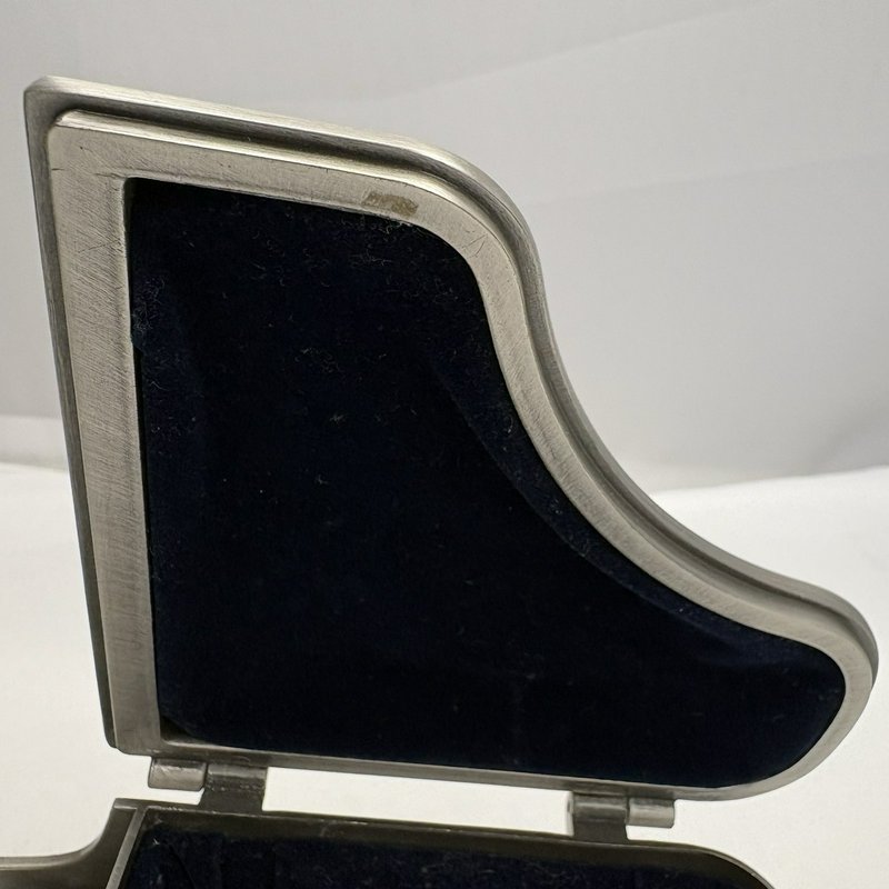 Mini Grand Piano Trinket Jewelry Box Pewter Tone Velvet Lined Decorative Case