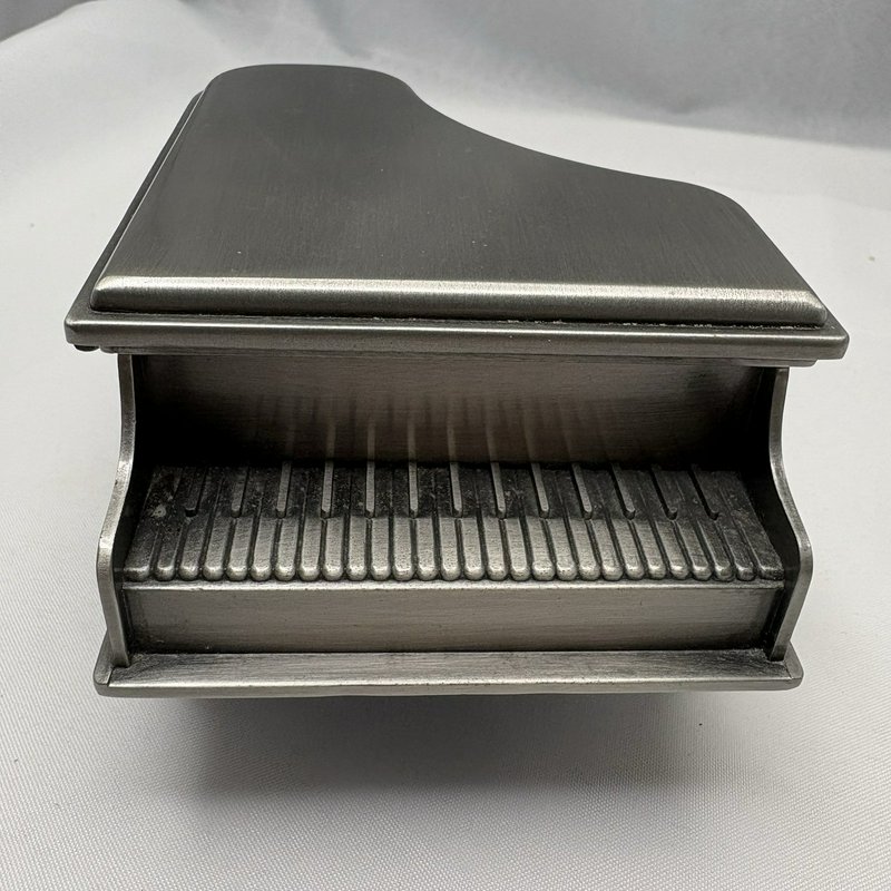 Mini Grand Piano Trinket Jewelry Box Pewter Tone Velvet Lined Decorative Case