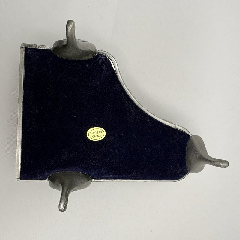 Mini Grand Piano Trinket Jewelry Box Pewter Tone Velvet Lined Decorative Case