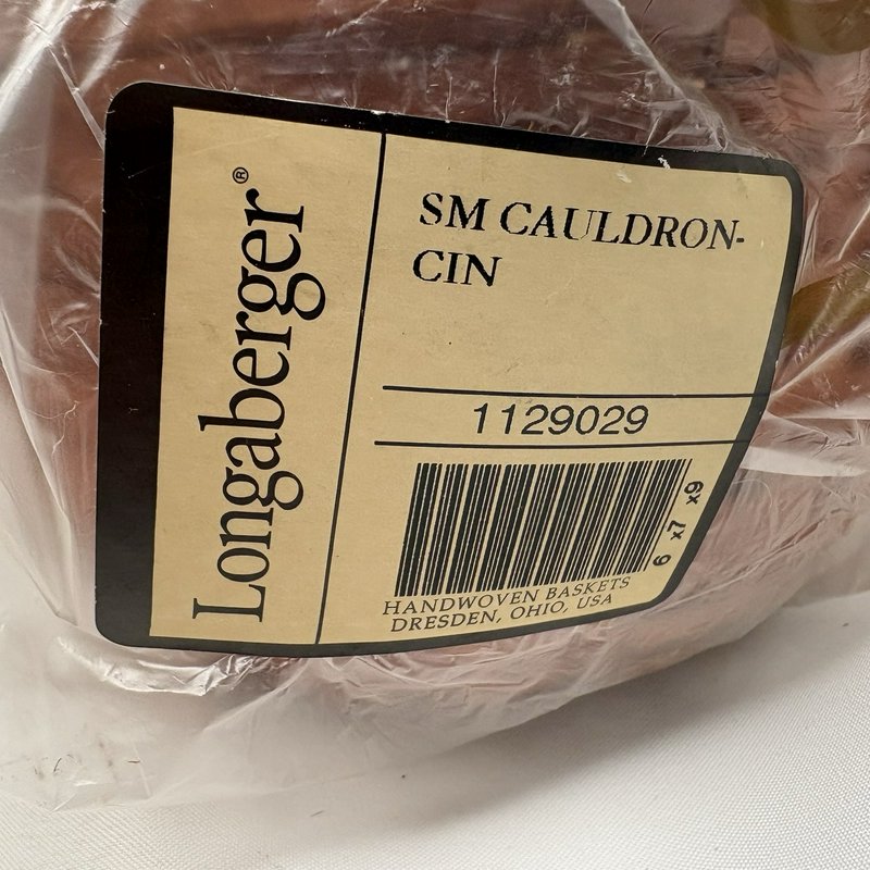Longaberger Small Cauldron Basket Cinnamon WoodCrafts Lid Protector 2008