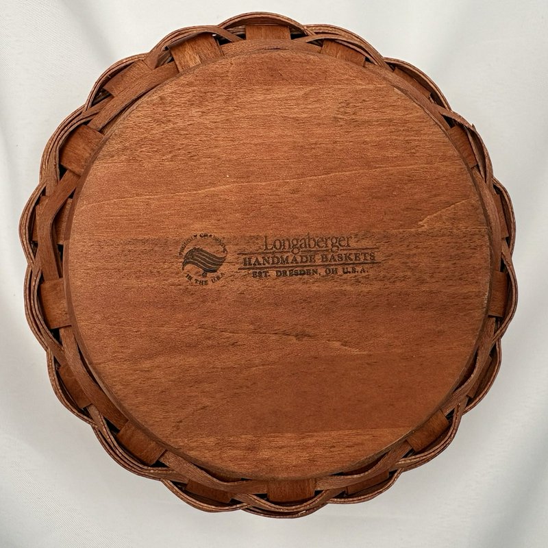 Longaberger Small Cauldron Basket Cinnamon WoodCrafts Lid Protector 2008