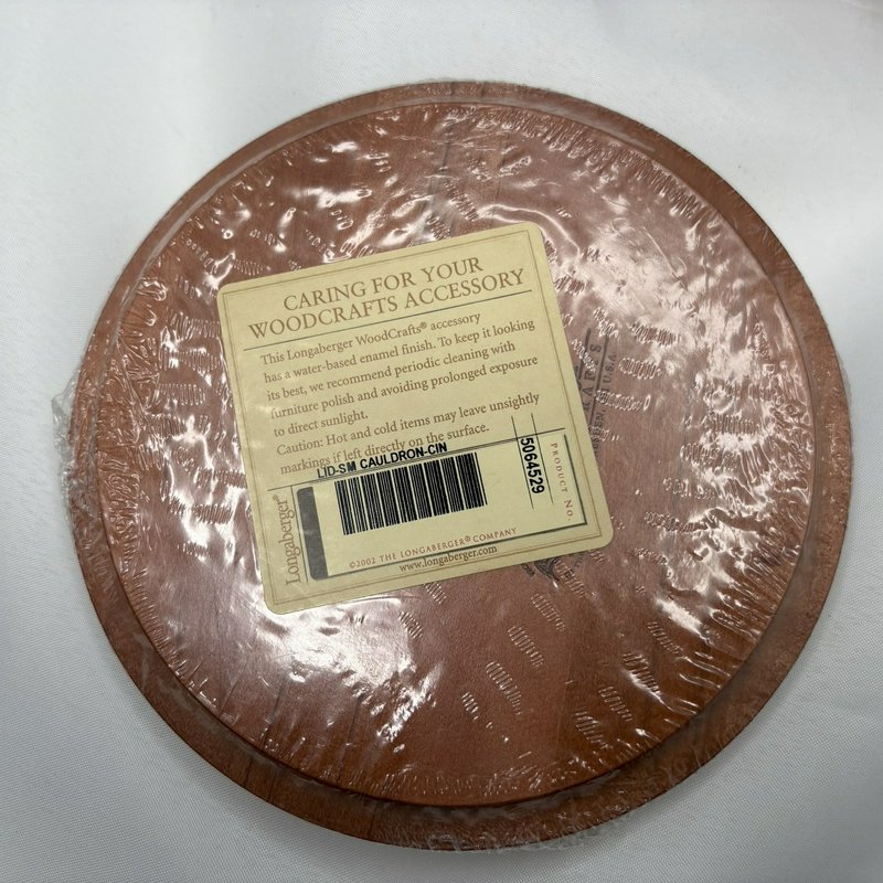 Longaberger Small Cauldron Basket Cinnamon WoodCrafts Lid Protector 2008