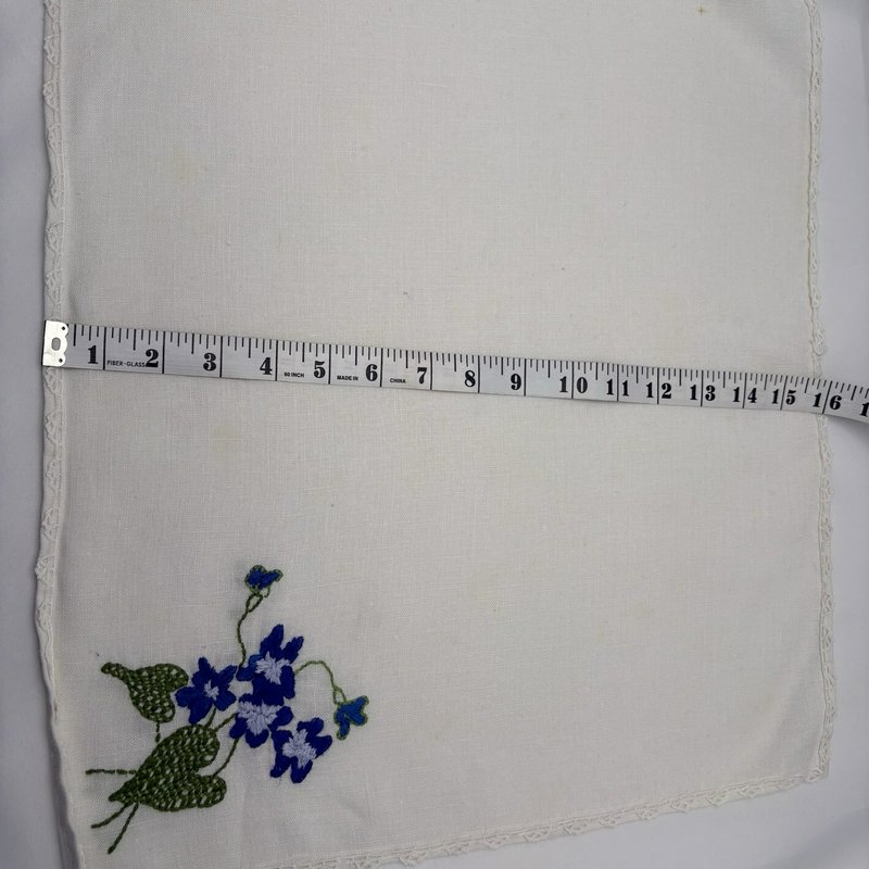 Vintage White Ceramic Owl Napkin Rings w Embroidered Floral Napkins Set of 2