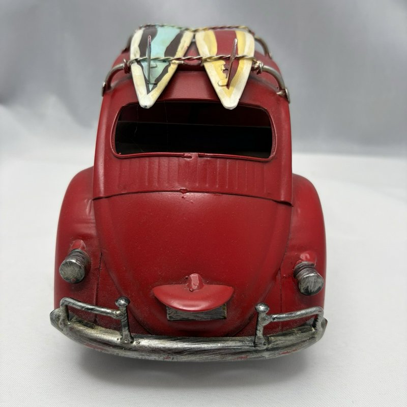Red Beetle Bug Style Metal Car Surfboards Beach Decor 12"