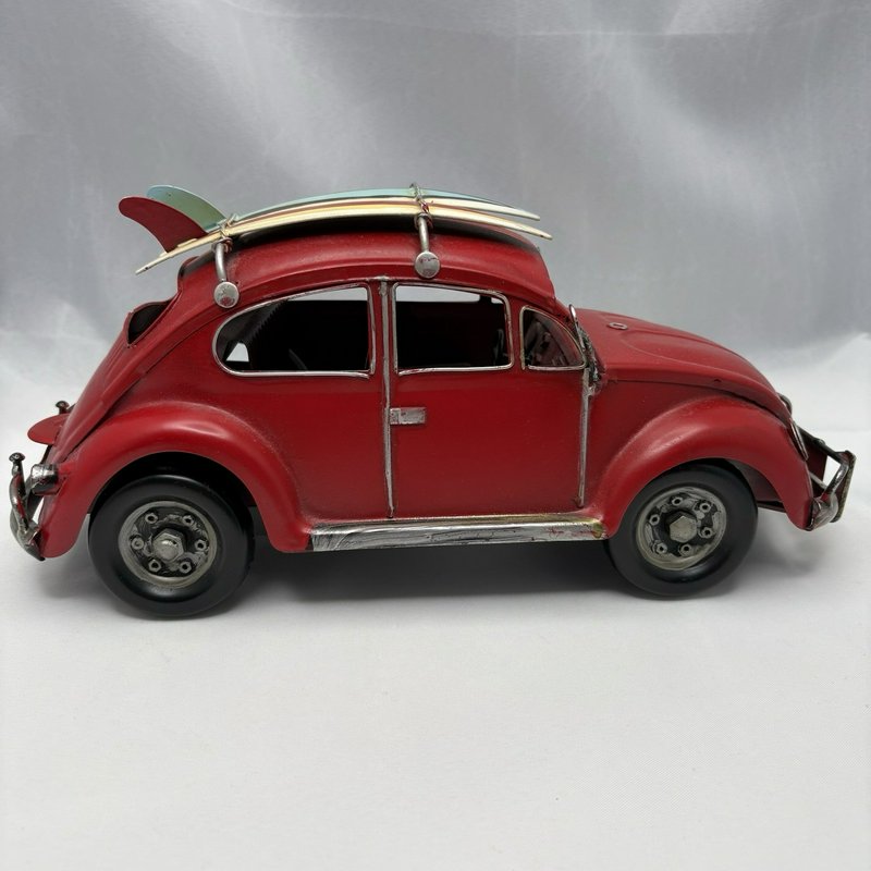 Red Beetle Bug Style Metal Car Surfboards Beach Decor 12"