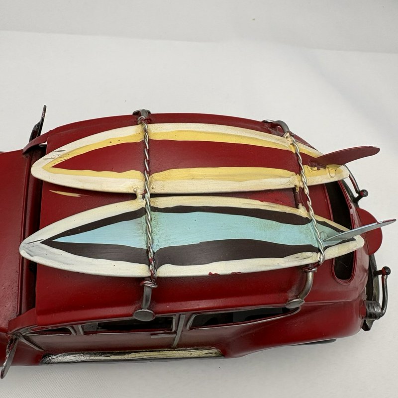 Red Beetle Bug Style Metal Car Surfboards Beach Decor 12"