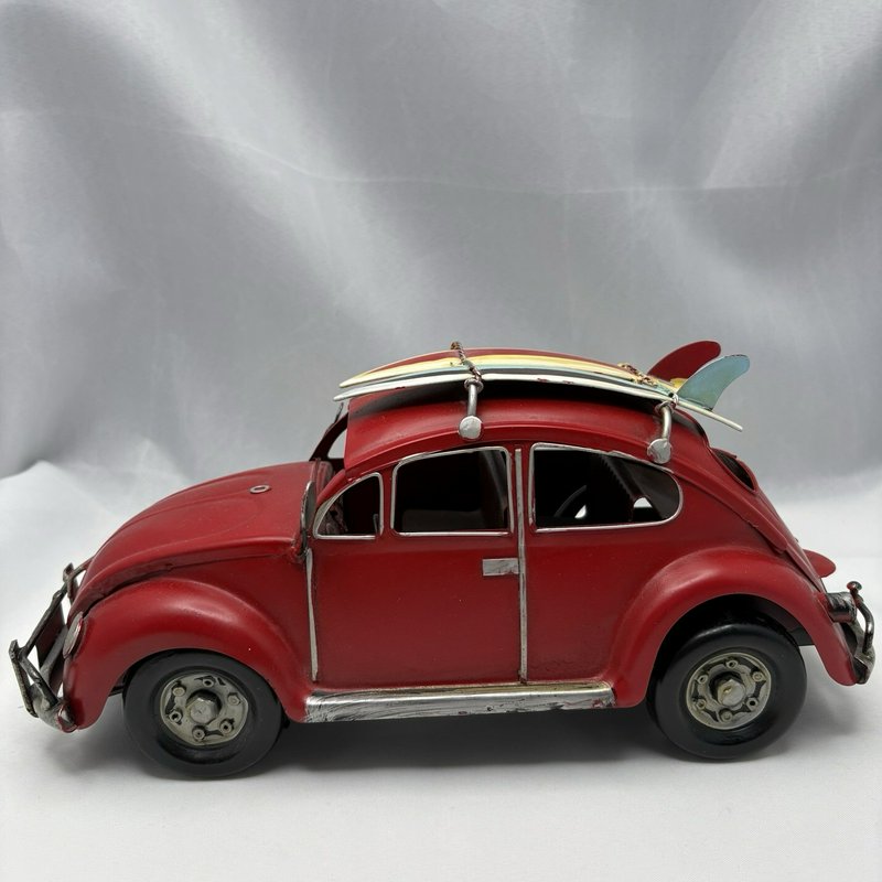 Red Beetle Bug Style Metal Car Surfboards Beach Decor 12"