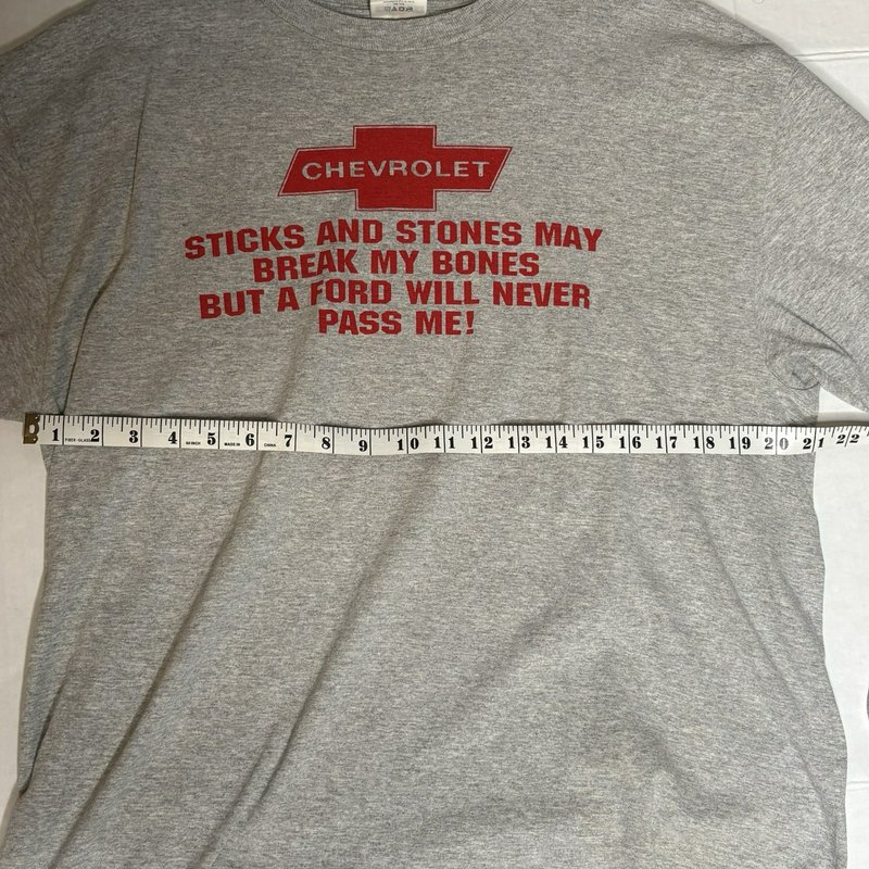 Vintage Chevrolet Sticks & Stones Ford Will Never Pass Me T-Shirt Gray Large