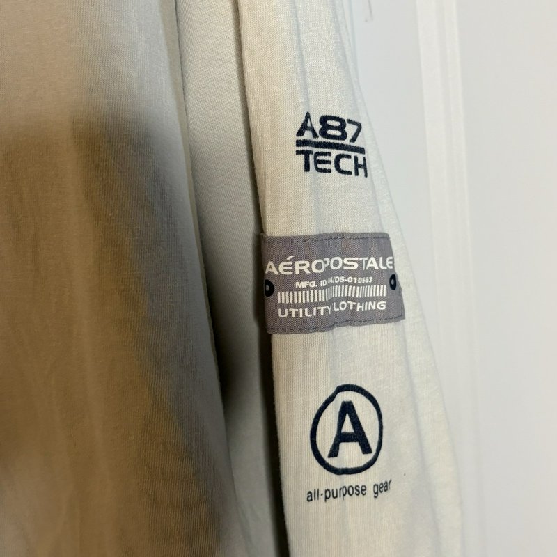 Vintage Y2K Aeropostale A87 Tech Utility Long Sleeve T Shirt XL Beige
