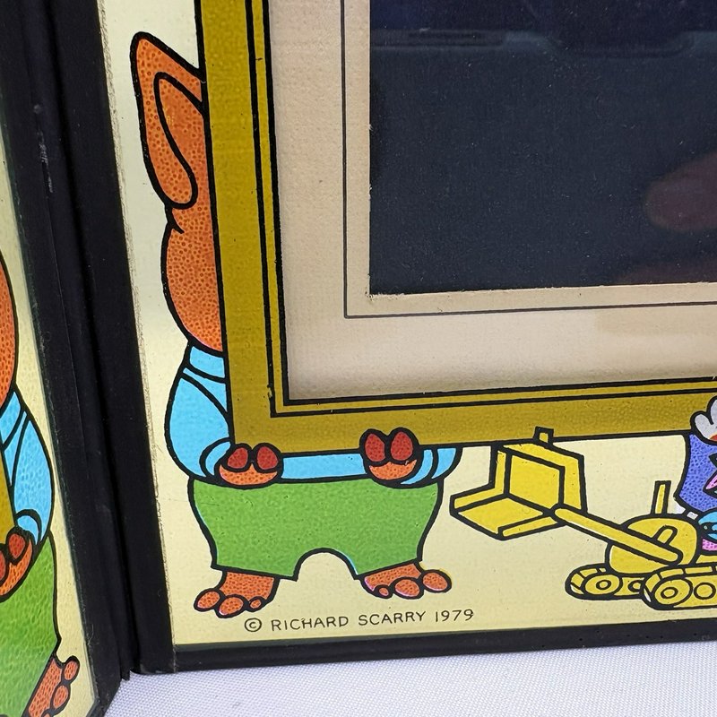 Richard Scarry 1979 Vintage Double Foldable 2-Photo Frame 4x3 Cartoon