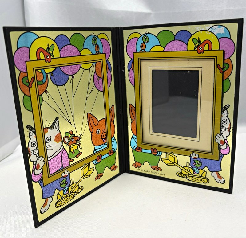 Richard Scarry 1979 Vintage Double Foldable 2-Photo Frame 4x3 Cartoon