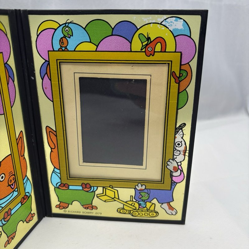 Richard Scarry 1979 Vintage Double Foldable 2-Photo Frame 4x3 Cartoon