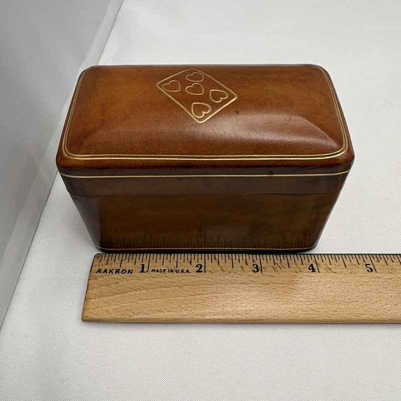 Vintage Florence Italy Genuine Leather Double Deck Playing Card Box Case