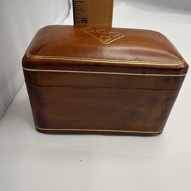 Vintage Florence Italy Genuine Leather Double Deck Playing Card Box Case