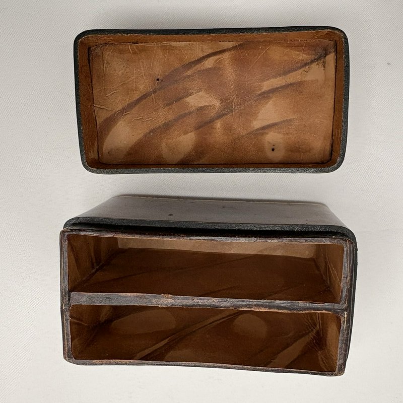 Vintage Florence Italy Genuine Leather Double Deck Playing Card Box Case