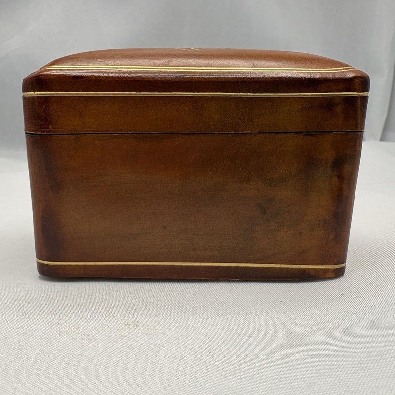 Vintage Florence Italy Genuine Leather Double Deck Playing Card Box Case