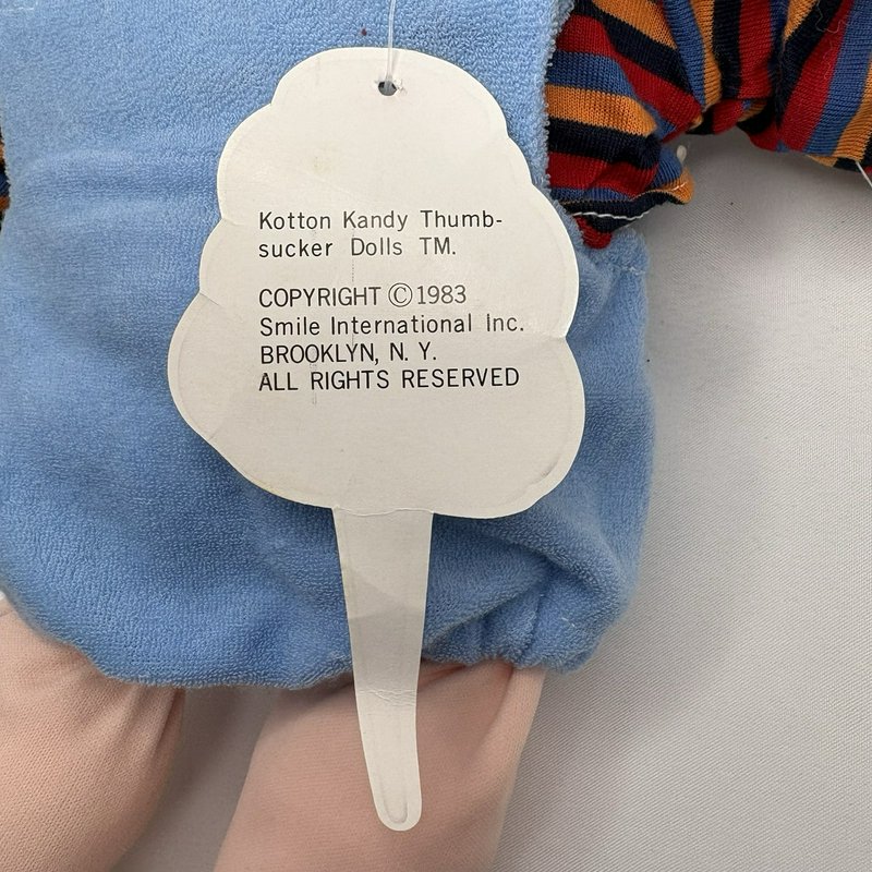 1983 Kotton Kandy Kid Thumb Sucker Doll Cloth Hands Smile International 18”