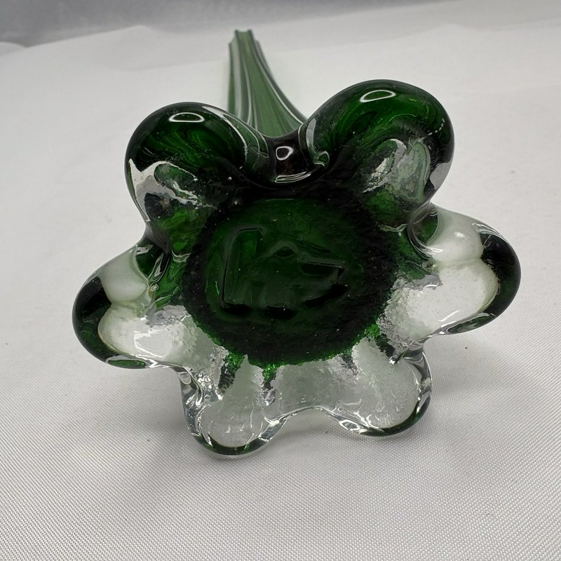 Vintage Emerald Green Art Glass Elephant Foot Bud Vase 11.5” Impressed Mark