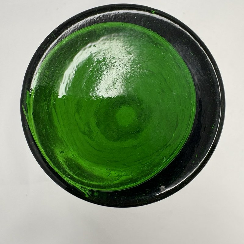 Vintage Emerald Green Crackle Glass Vase Ruffled Rim Art Glass 8 Inch