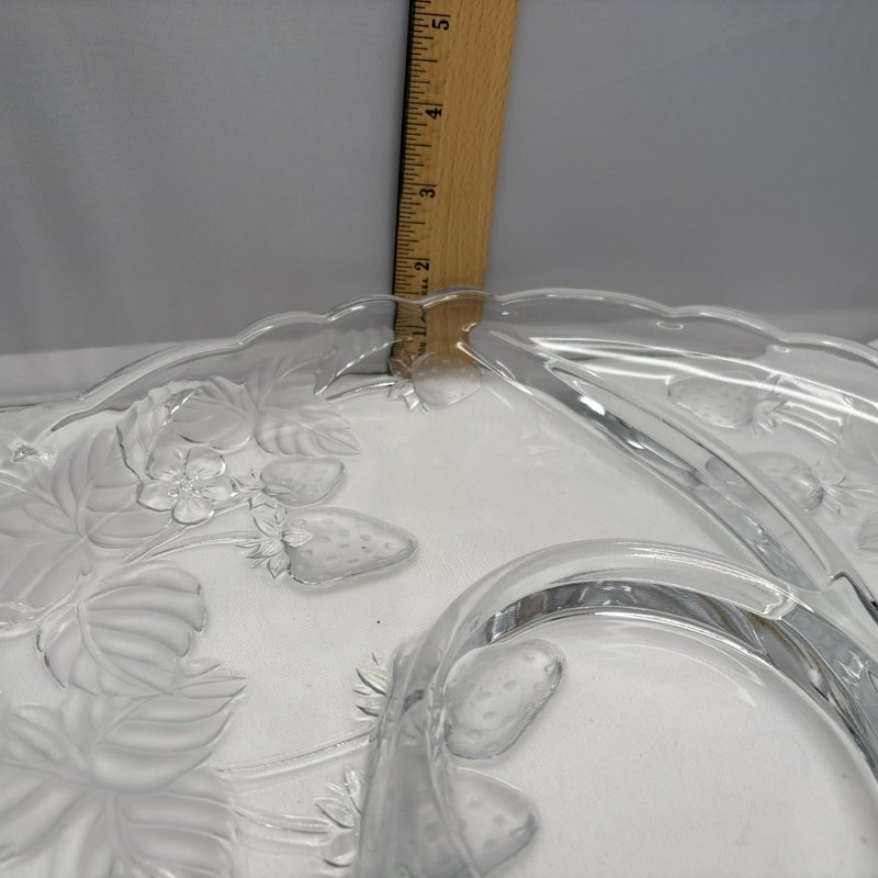 Vintage SOGA Japan Strawberry Field Round Divided Tray w/ Handles & Dip Bowl