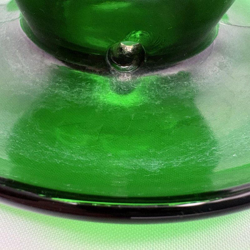 Vintage Fenton Emerald Green Snowcrest Glass Flower Pot Planter Attached Saucer